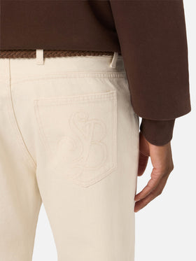 Pantalon beige Riverdale en coton à cinq poches 
