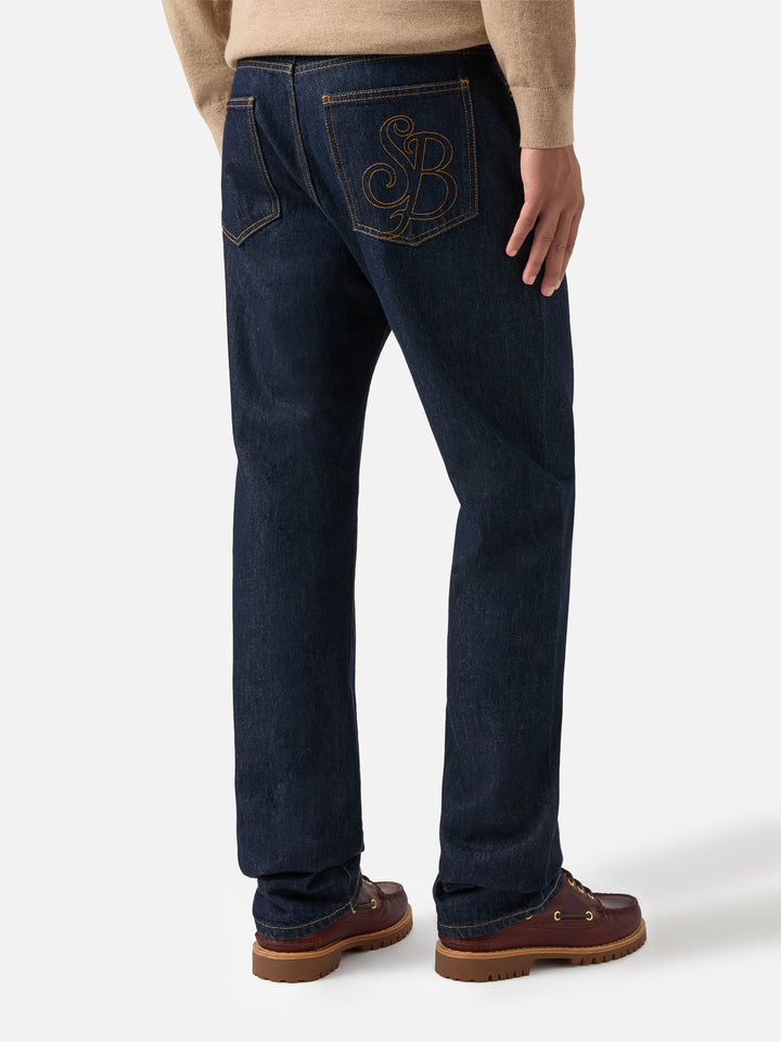 Jeans de denim Riverdale blue oscuros con acabado raw 