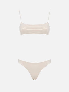 Top da spiaggia da donna a bralette in lamina oro Sadie
