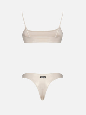 Bikini da donna a bralette lamina oro Sadie Naomi