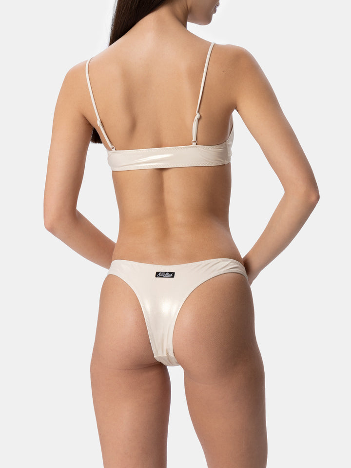 Bikini da donna a bralette lamina oro Sadie Naomi