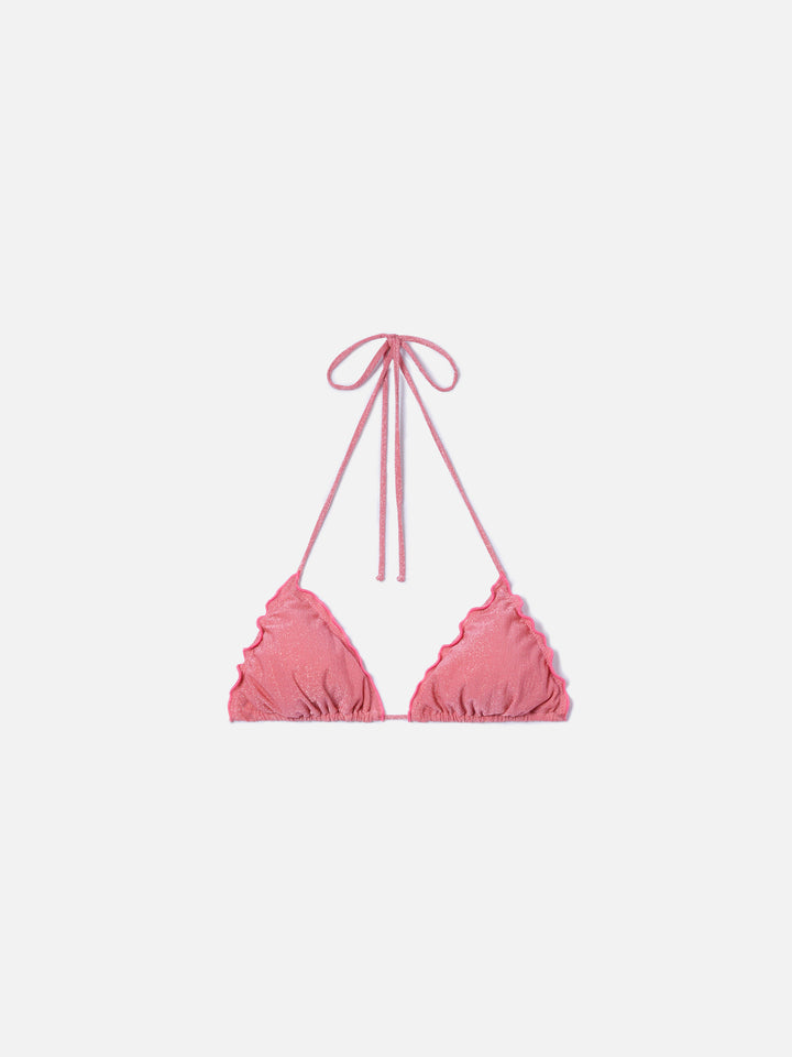Sagittarius triangle bikini top in pink lurex