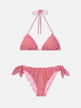 Sagittarius Moon triangle bikini in pink lurex