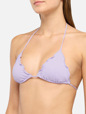 Lilac triangle bikini Sagittarius Miami with cheeky swim briefs