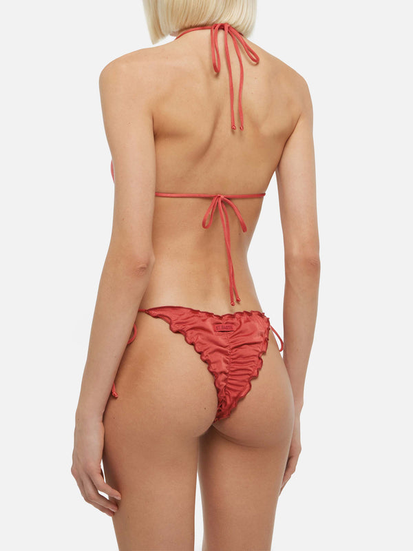 Classic triangle bikini Sagittarius Miami in shimmer brick red