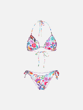 Woman triangle top with flower print