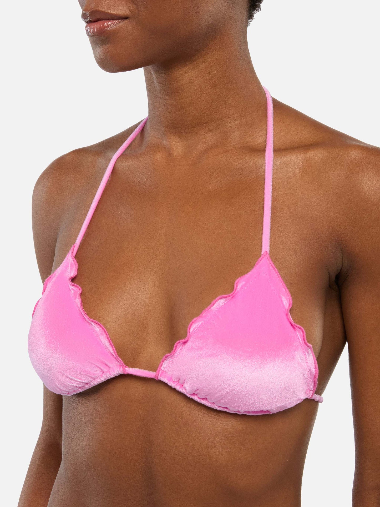 Moon slip mare classico in velluto color rosa - Sagittarius top a triangolo classico in velluto rosa