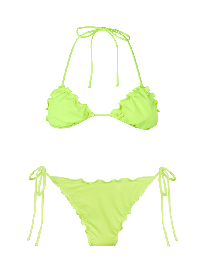 Woman fluo yellow classic triangle bikini Sagittarius Miami