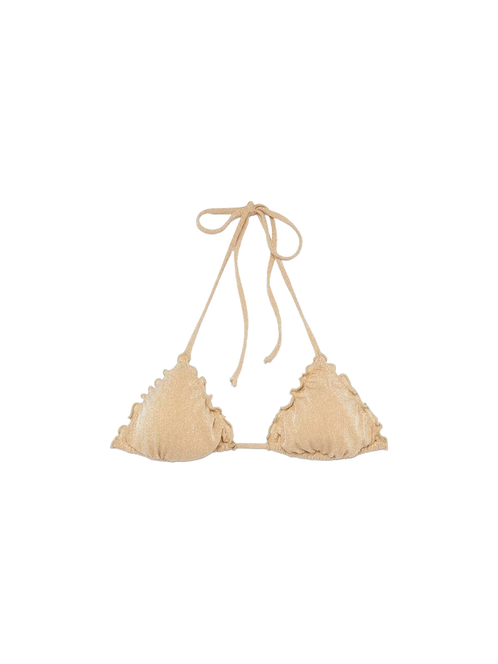 Sagittarius – Klassisches Triangel-Top aus beigefarbenem Lurex