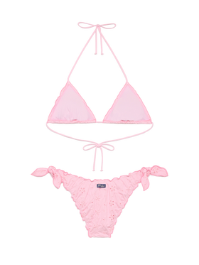 Classic triangle bikini Sagittarius Moon in pink Sangallo lace - MC2 Saint Barth