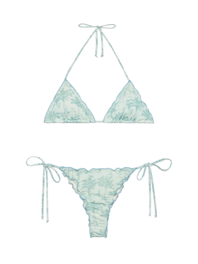 Classic triangle lurex bikini Sagittarius Miami with toile de jouy print