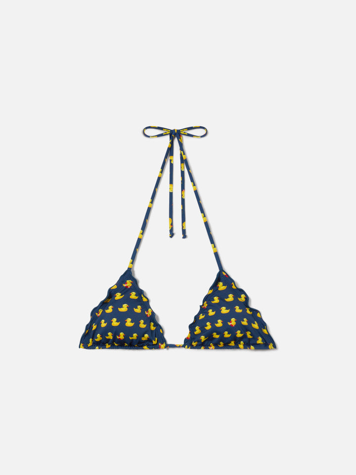 Top bikini Sagittarius triangolo con stampa paperelle