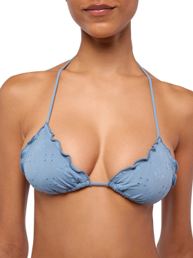 Miami Sangallo lace cheeky swim briefs - Sagittarius classic avio blue Sangallo lace triangle top