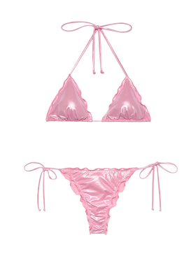 Miami pink foil cheeky swim briefs - Sagittarius pink foil classic triangle top - MC2 Saint Barth
