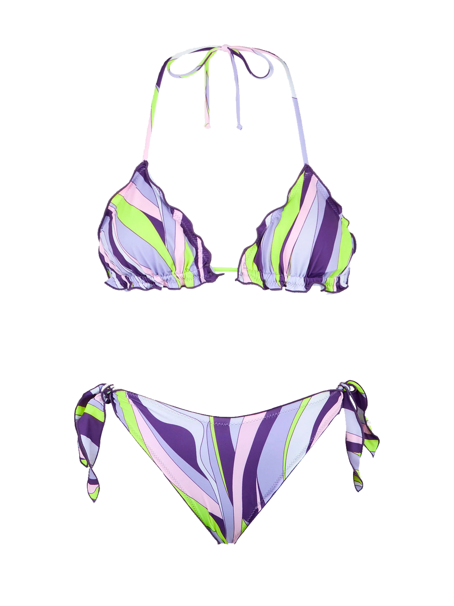 Damen-Triangel-Bikini mit Shape-Wave-Print
