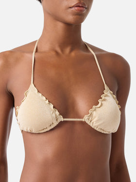 Haut de plage triangle classique en lurex or pour femme Sagittarius 
