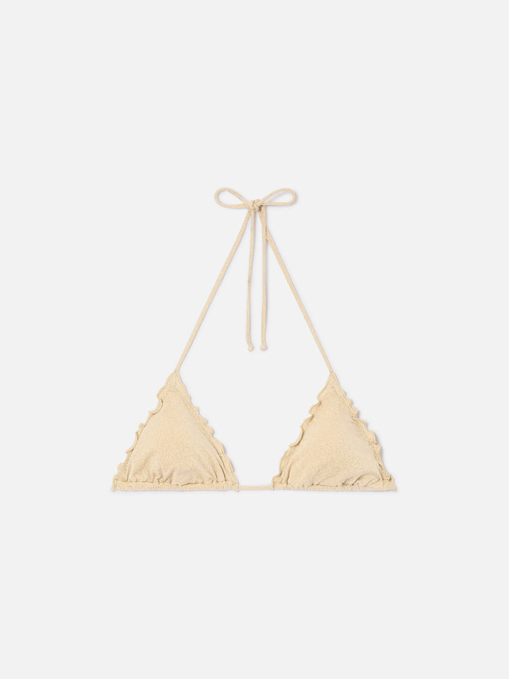 Woman gold lurex classic triangle beach top Sagittarius