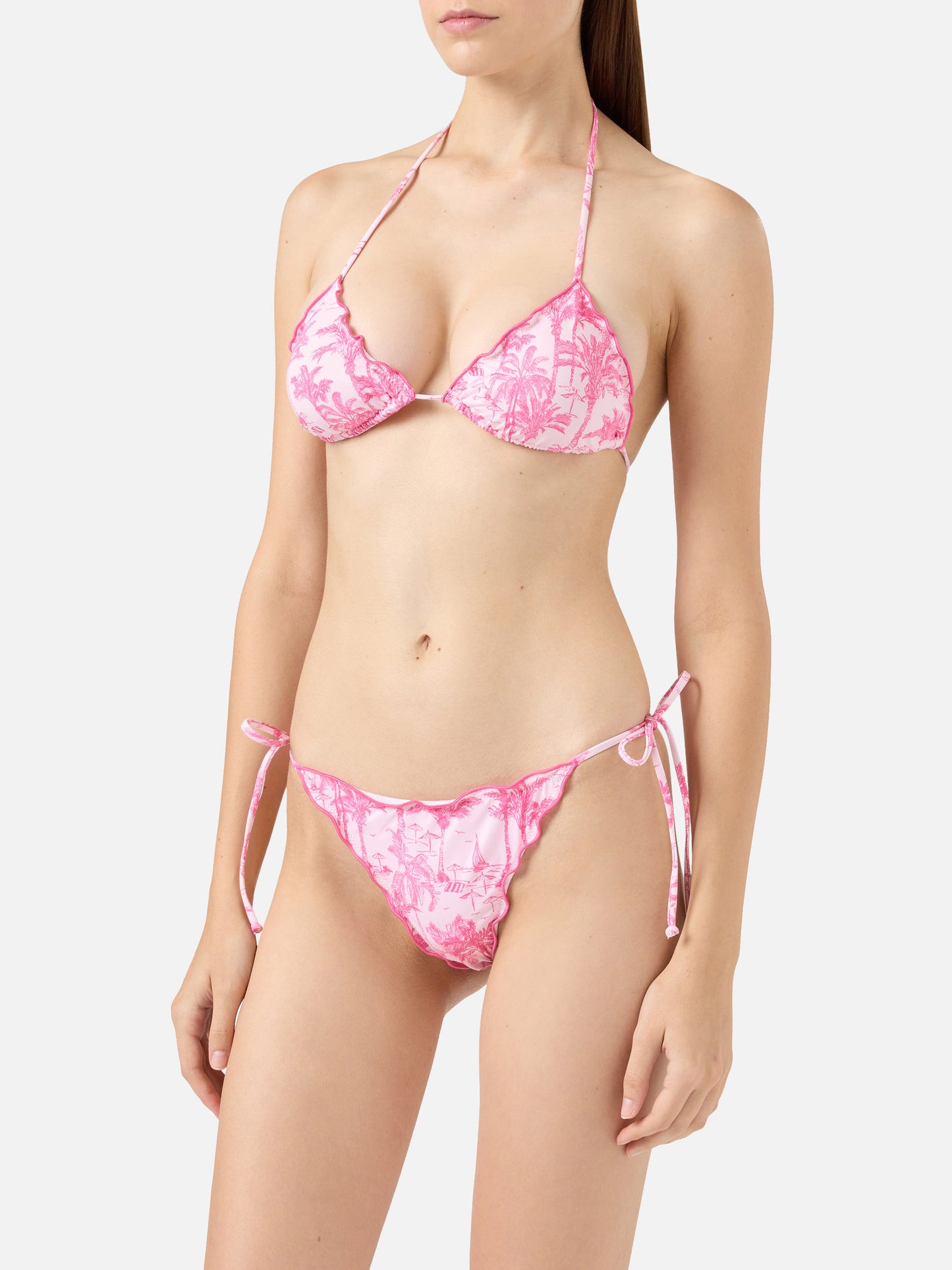 Miami cheeky swim briefs with toile de jouy print - Sagittarius classic triangle top with toile de jouy print