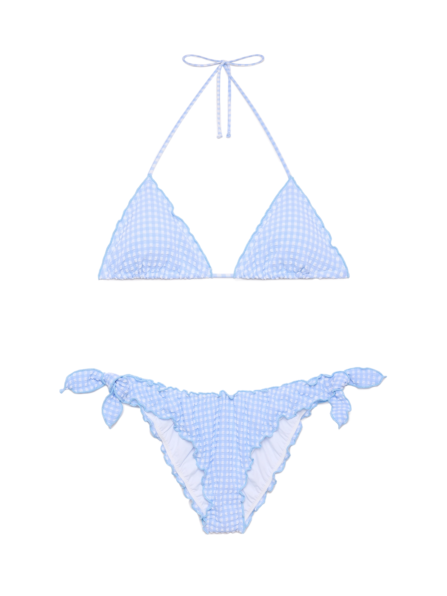Classic seersucker triangle bikini Sagittarus Moon with gingham print - MC2 Saint Barth