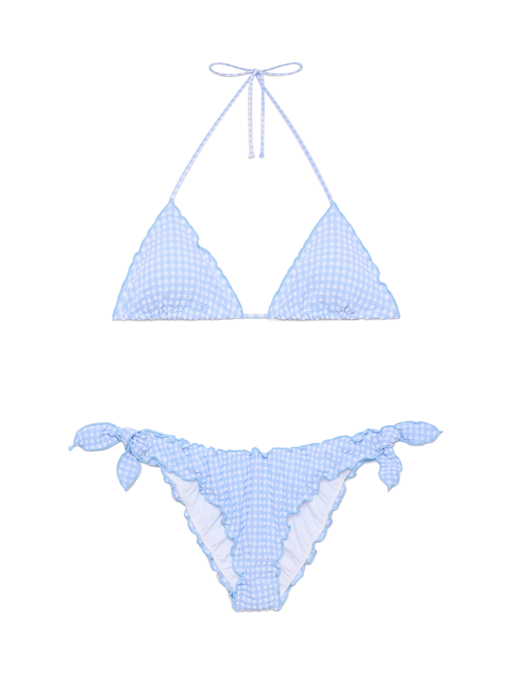 Classic seersucker triangle bikini Sagittarus Moon with gingham print - MC2 Saint Barth