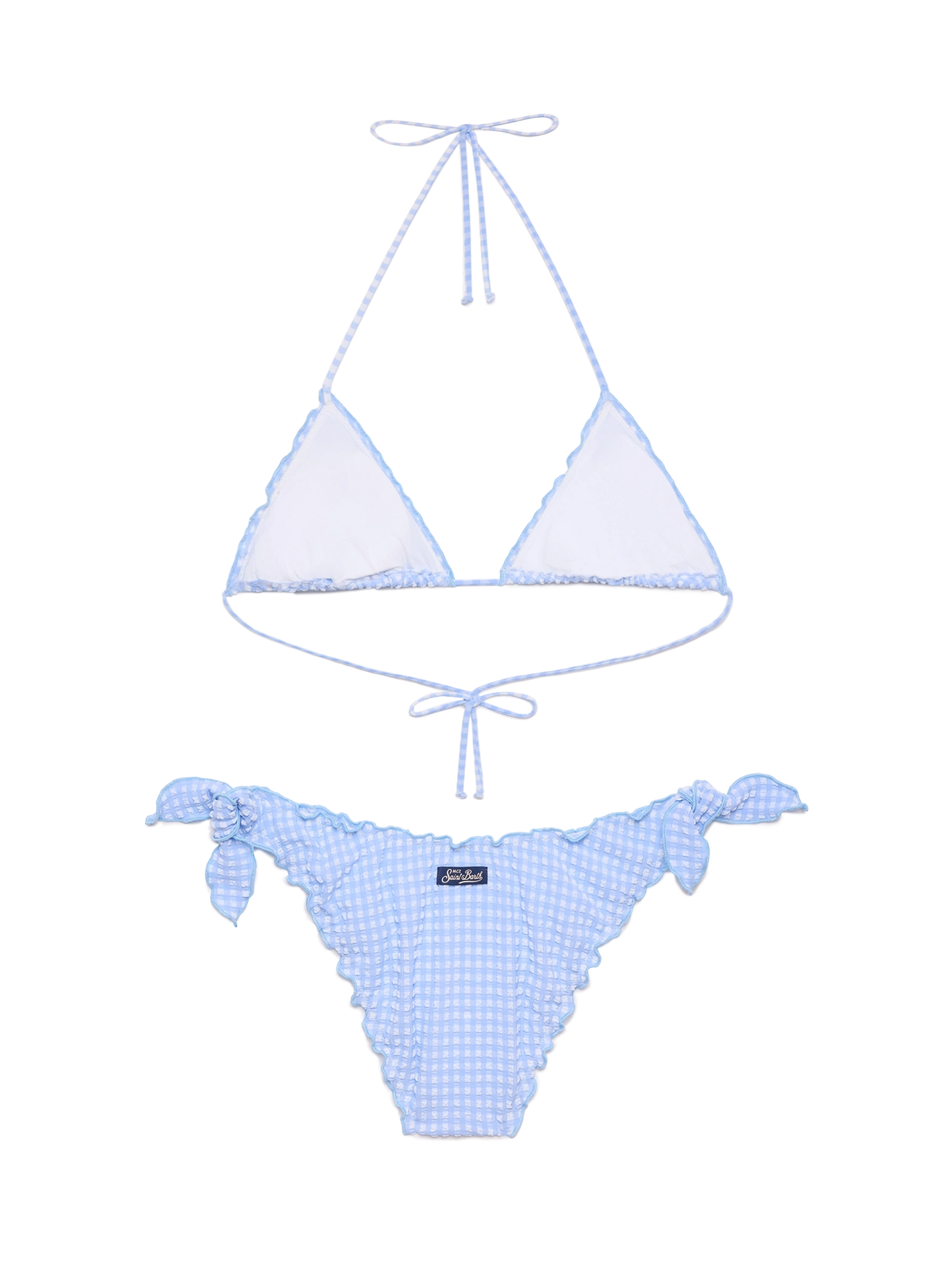 Classic seersucker triangle bikini Sagittarus Moon with gingham print - MC2 Saint Barth