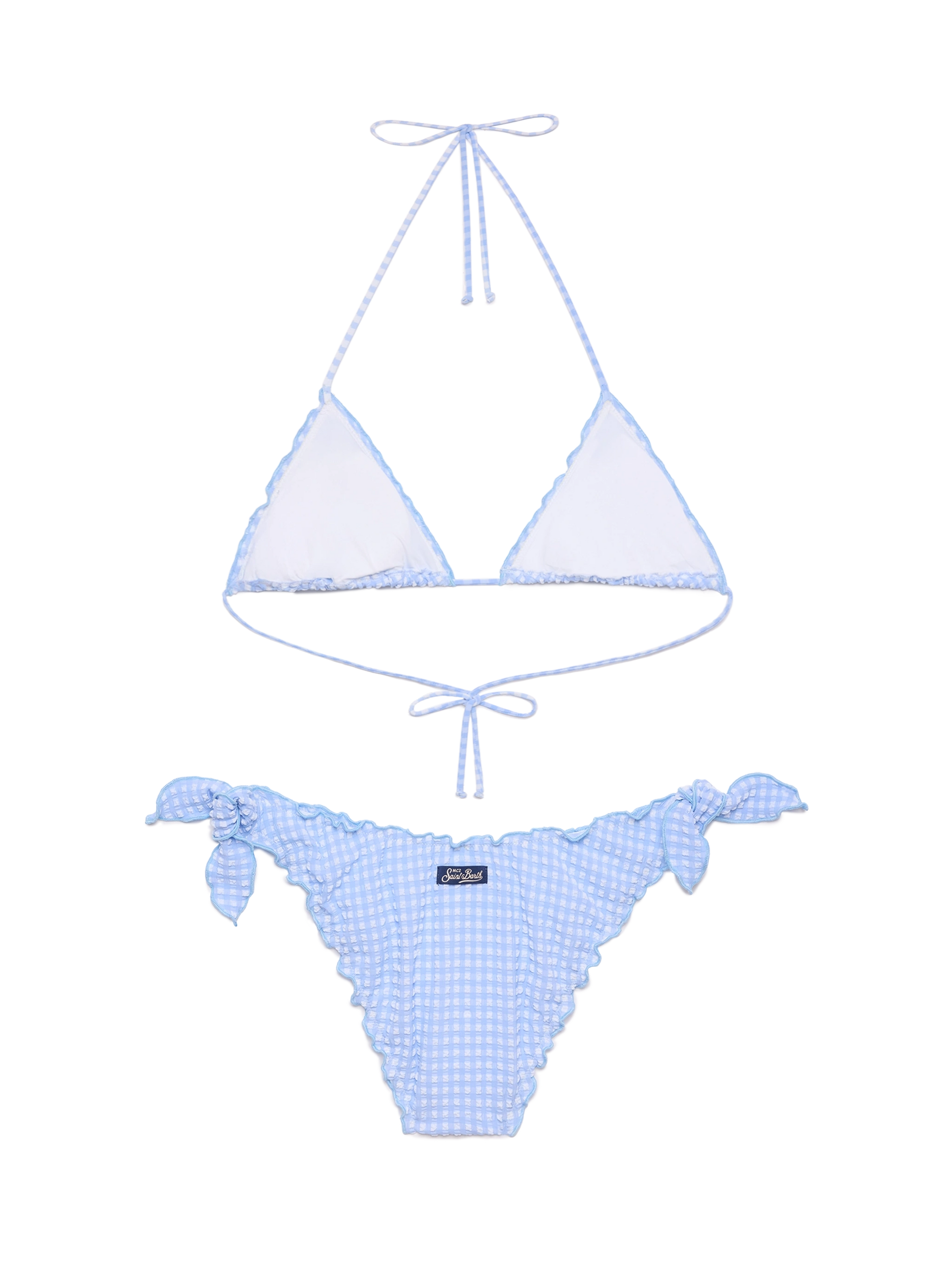 Classic seersucker triangle bikini Sagittarus Moon with gingham print - MC2 Saint Barth