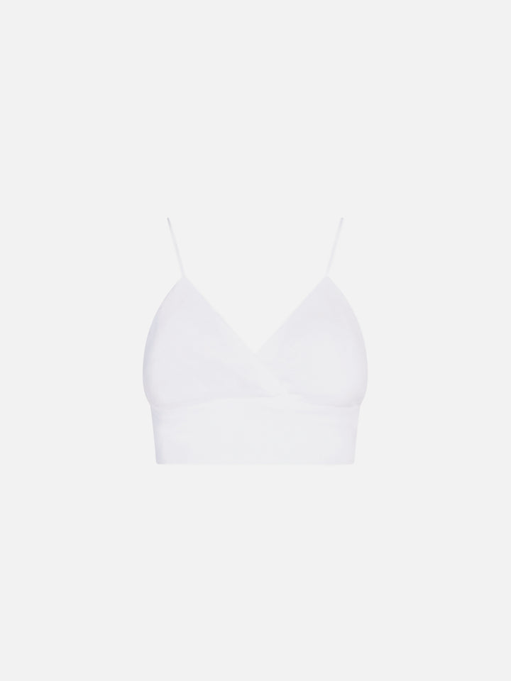 Haut bralette en lin blanc 