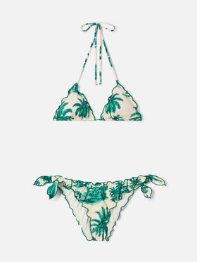 Bikini Sarius triangle with green toile de jouy print | Special Edition