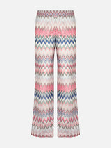 Multicolor pink knitted palazzo pants