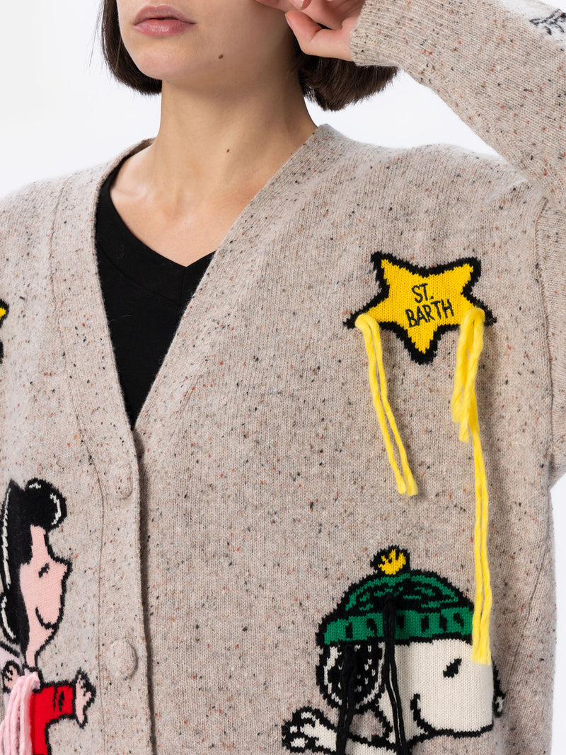 Damen-Donegal-Cardigan Sasi mit Snoopy-Stickerei | SNOOPY PEANUTS SPECIAL EDITION