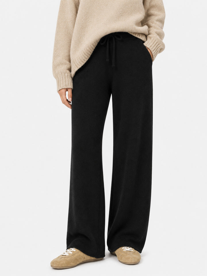 Schwarze Palazzo-Hose aus Strick 