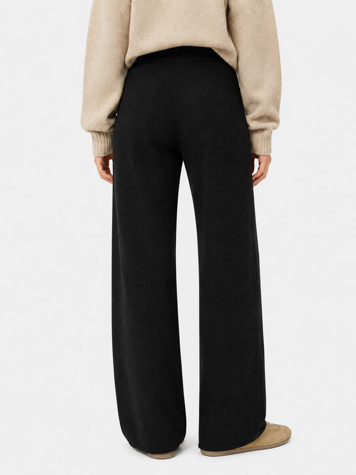 Schwarze Palazzo-Hose aus Strick 