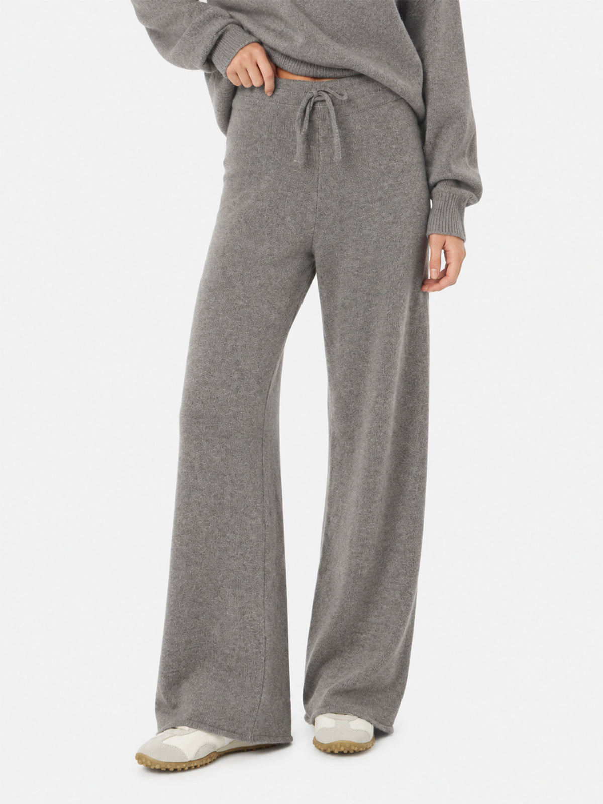 Knitted grey palazzo pants