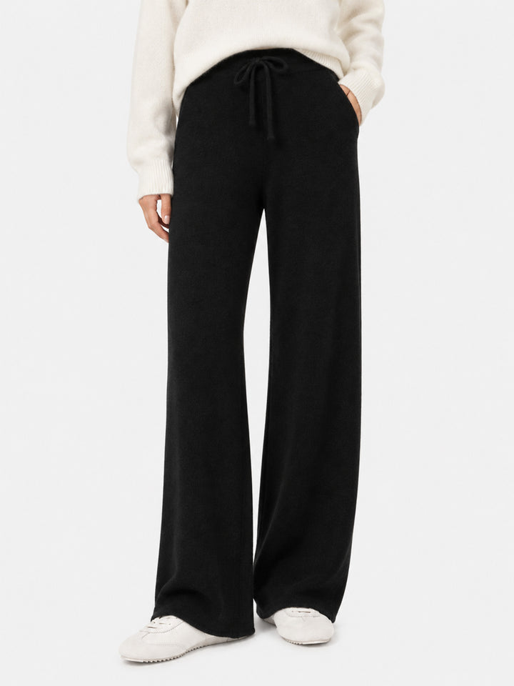 Pantalon palazzo noir en maille Savine 
