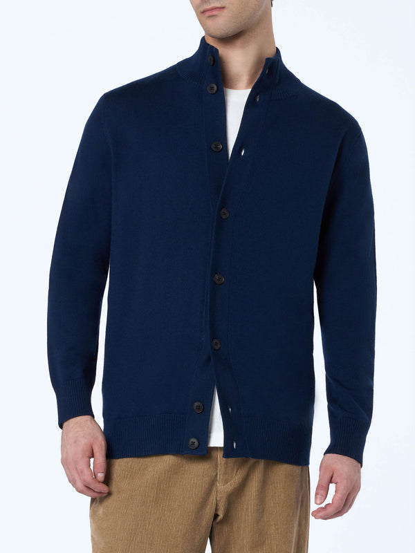 Herren-Cardigan Savile aus Merinowolle in Marineblau