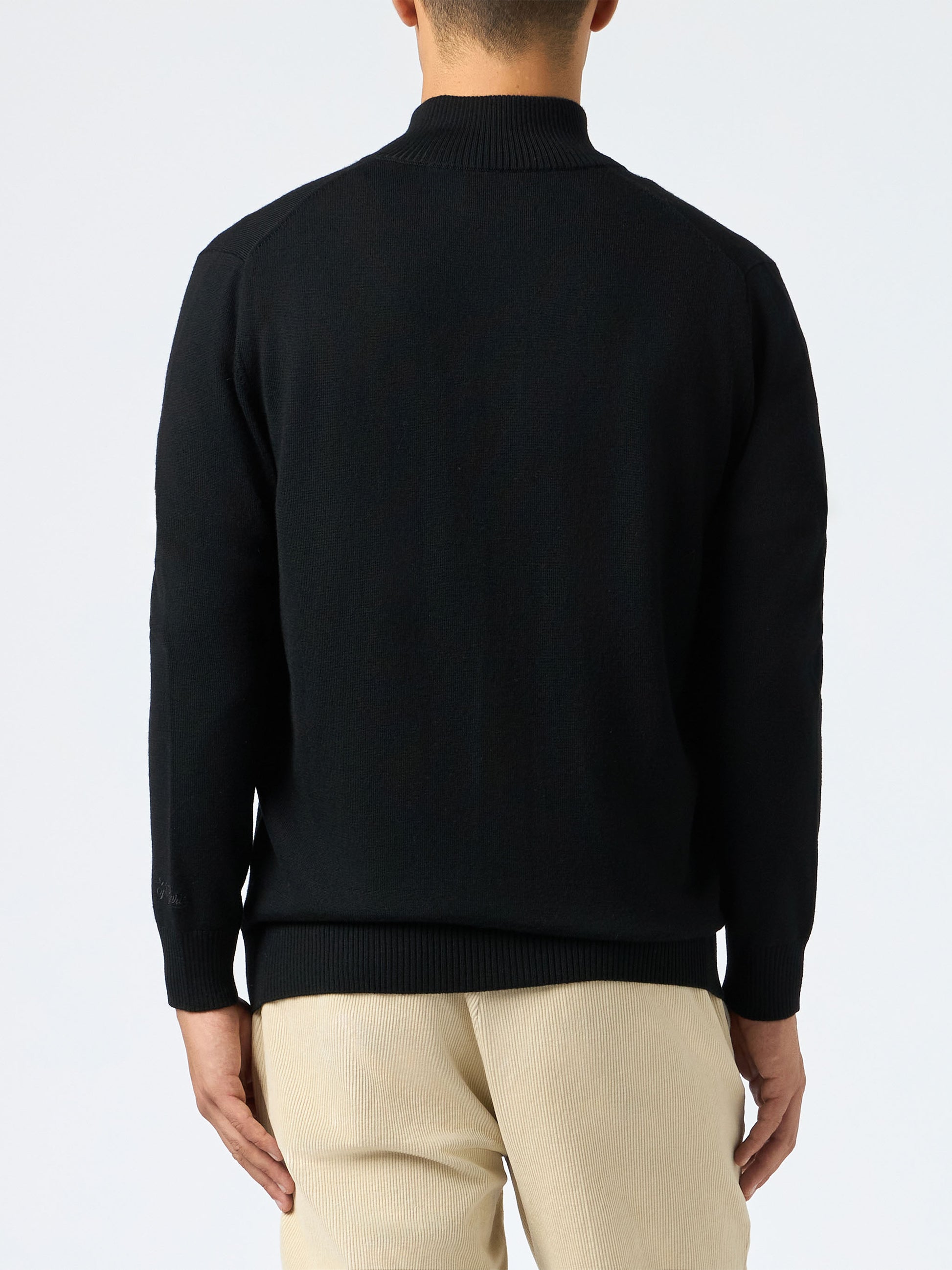 Man black merino wool cardigan Savile - MC2 Saint Barth