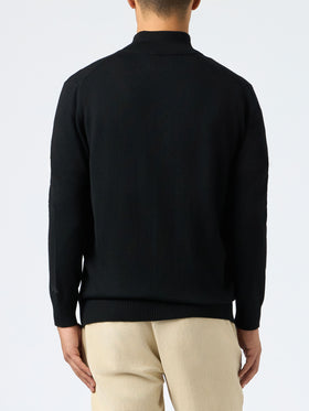Man black merino wool cardigan Savile - MC2 Saint Barth