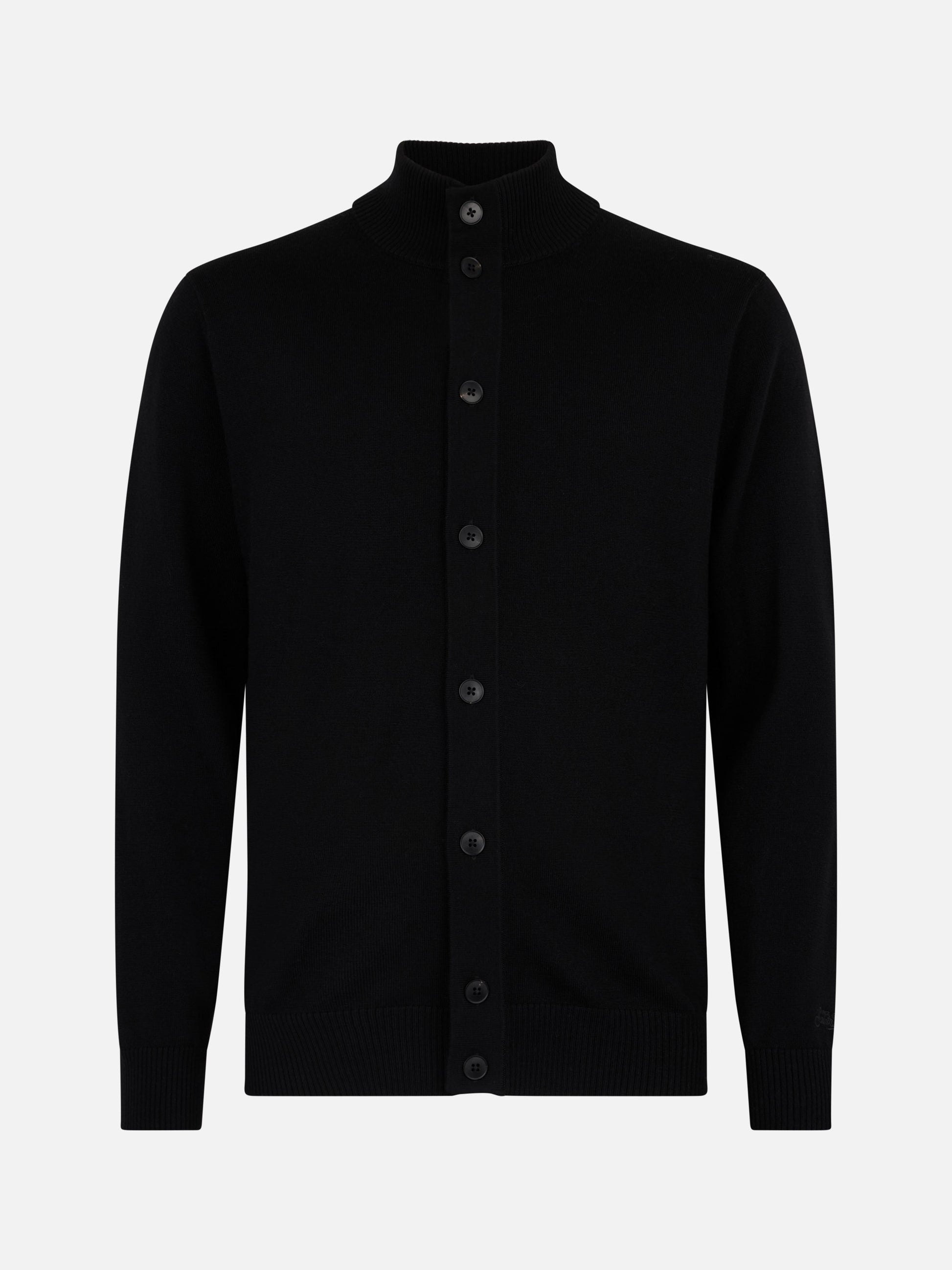 Man black merino wool cardigan Savile - MC2 Saint Barth