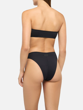 Bandeau bikini Rebby Sibilla with high-waist high-leg swim briefs in black