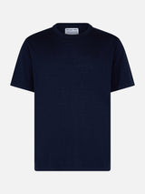 T-shirt da uomo in misto cashmere blu navy Scott