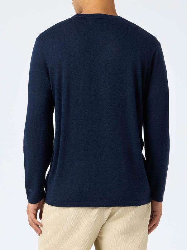 Maglietta da uomo in misto cashmere blu navy Scott