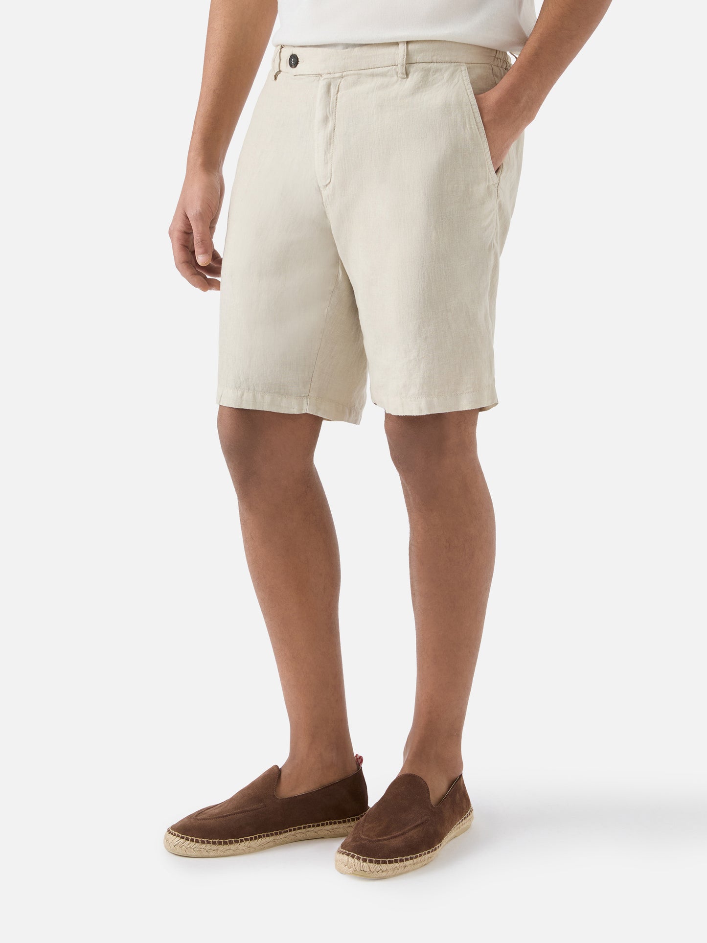 Beige Sebastian bermuda shorts in pure linen