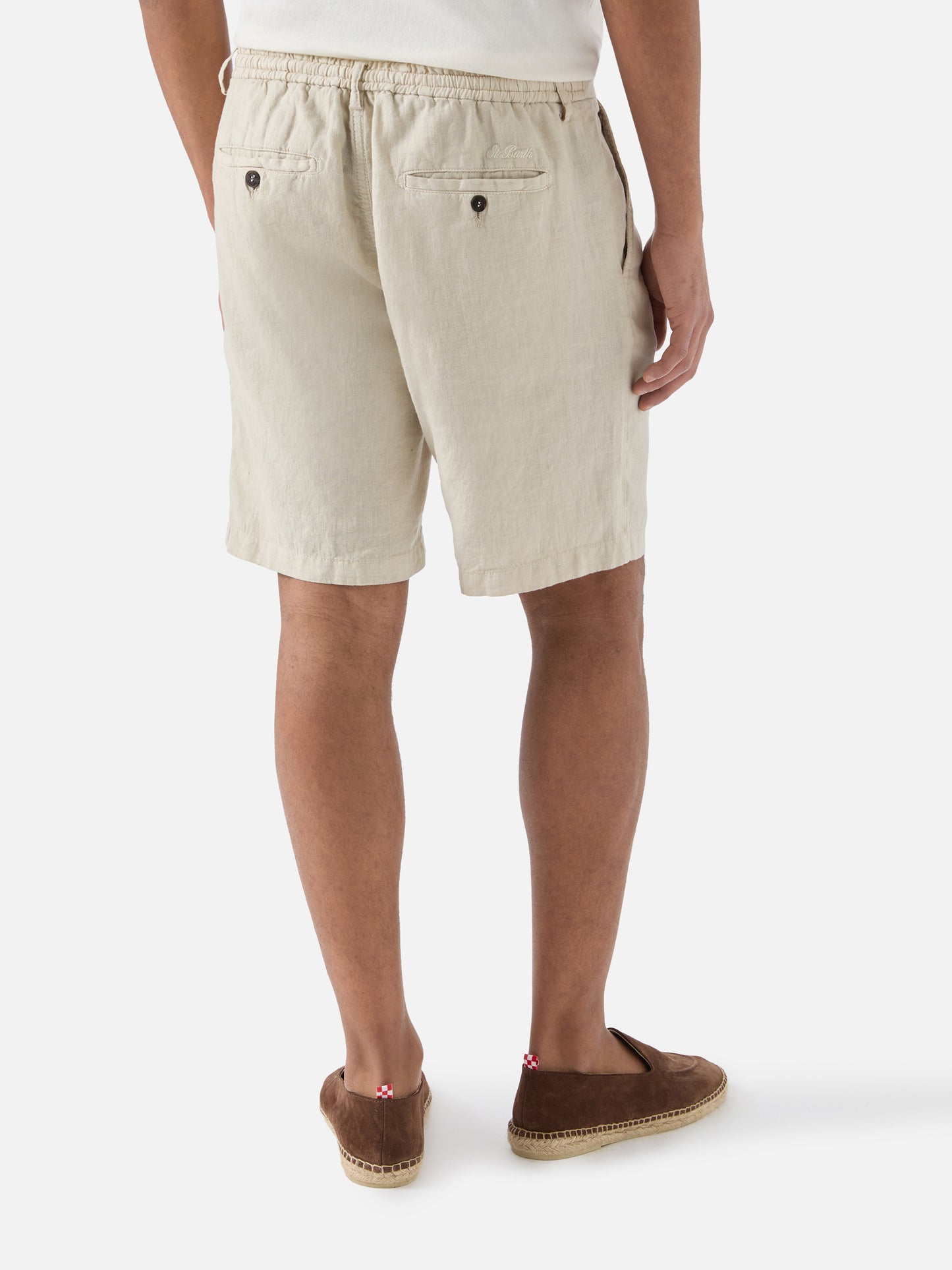 Beige Sebastian bermuda shorts in pure linen