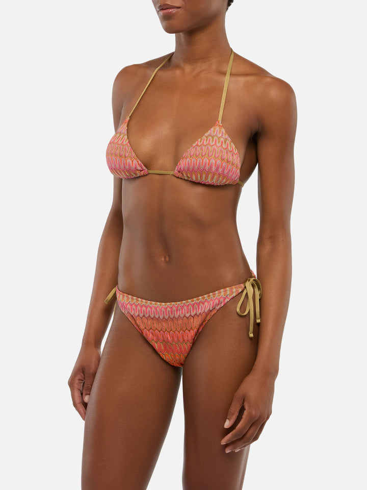 Bikini classico in maglia raschel Seline Elea con motivo chevron