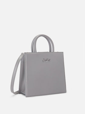 Shop Bag Midi Tasche aus grauem Leder 