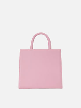 Structured Shop Midi bag in pink smooth leather with metal tag