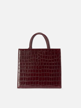 Borsa Medium Shop bordeaux in pelle stampa cocco con scritta logo