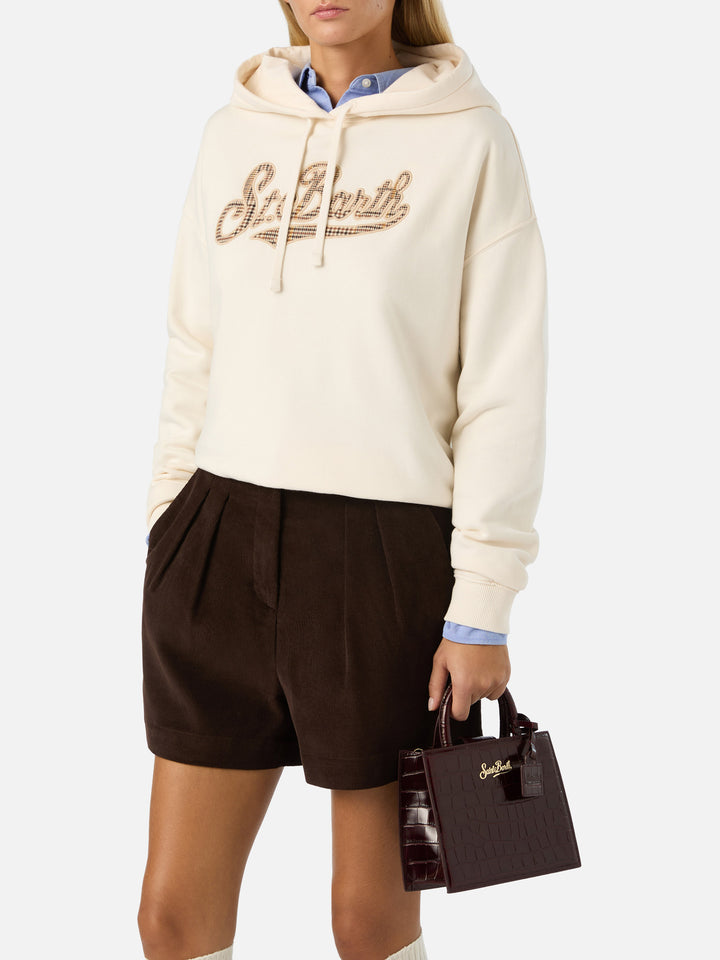 Bolso Mini Shop Bordeaux en piel con estampado croco 