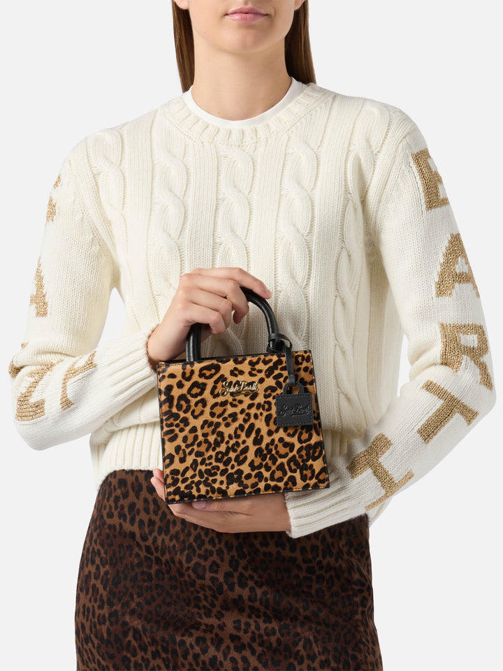 Shop Bag Mini in cavallino con stampa animalier