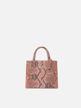 Shop Bag Mini Handbag in pink python-print leather